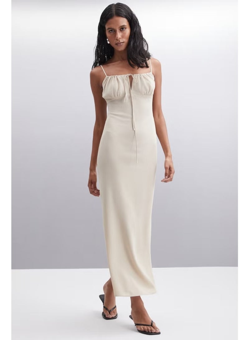 GRIMELANGE Ribbed Tie-Front Dress - Image 3